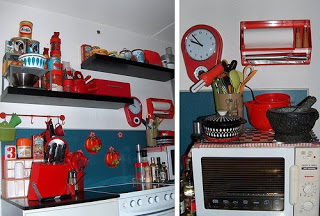 Kitchen decor | Decorating the small kitchen by red and retro theme