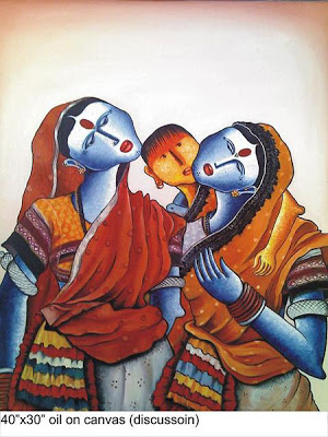 The Thakari people painted in blue color by Swapna Malvade