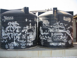 Warli art painting on water tank