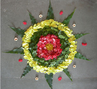 flowers and leaves to make rangoli