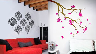 Wall tattoos on living room and bedroom