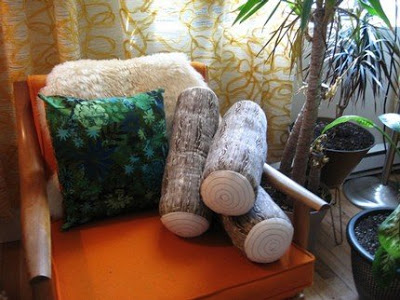 Woodgrain Log Pillow by Angie Johnson