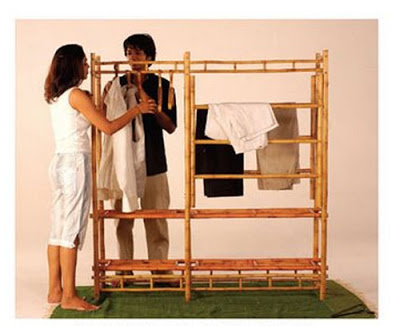cloth rack stand made by bamboo