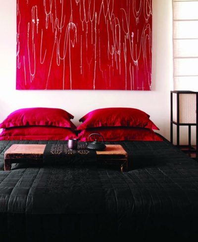 Red, Grey, Teapot, overhead painting, bedroom, Decorating asia