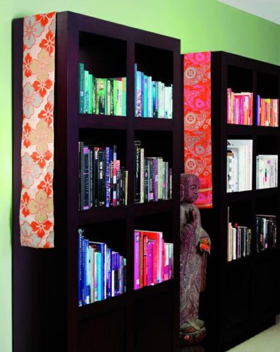 Book Case, Kimono belt, flower print, statue, Decorating Asia