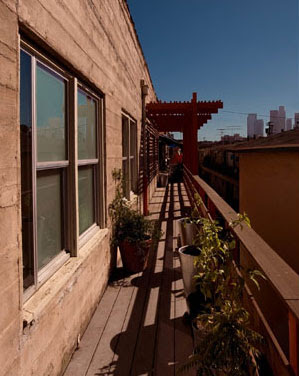 The rear balcony provides additional garden space as well as spectacular views of the downtown skyline.