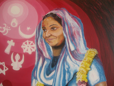 Devotee painting by Sujata Tibrewala a self taught Bangalore based artist