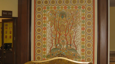 Close up of the peacocks theme at the Great Wall of China