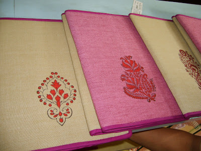 Folders with block print designs on cloth