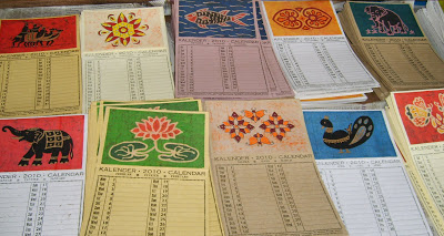 calendars are different, they come with 12 different designs - batik, hand painting, block print, screen printing, etc