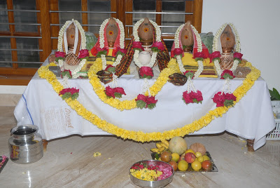 The griha pravesham ceremony starts with numerous pujas and homas to be performed by a group of priests