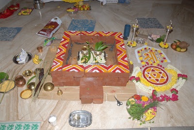 The ceremony starts with numerous pujas and homas to be performed by a group of priests
