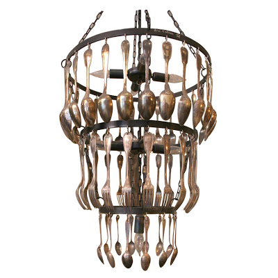 Chandelier light made from cutlery