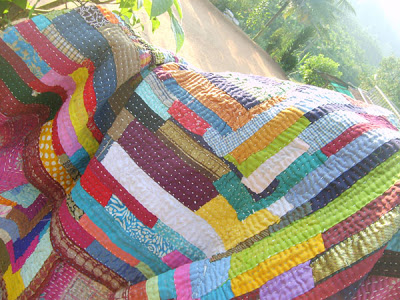 patchwork quilt made by village women in India