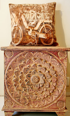 The Keybunch, bicycle cushion on carved box by serenity