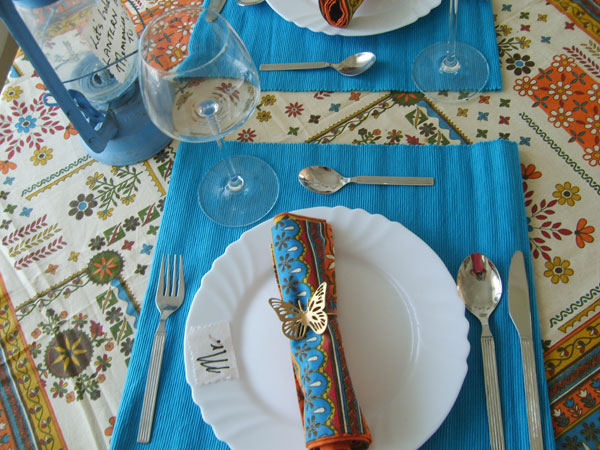 azure tablecloth valentine table for two