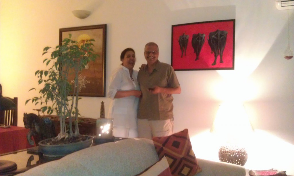 Seema and Rakesh at their home in Bangalore