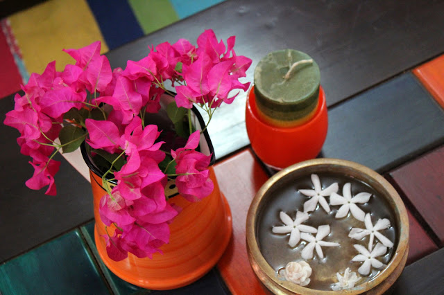 urlis, colorful vases and candles  | Deepa and Sriram's Summer Decor