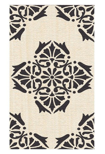 Krsna Mehta - designer motif rug black and white