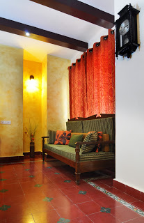 attangundi floors, antiques, warm red home