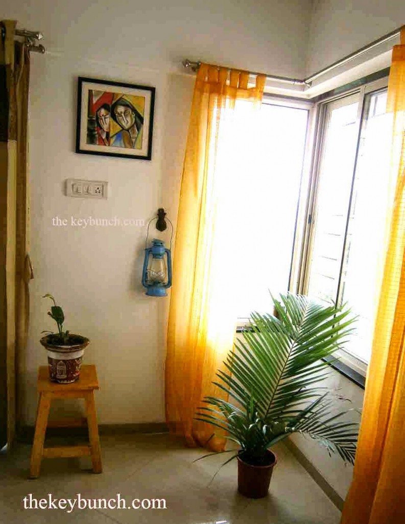 yellow stool diy styling living corner window