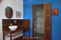 blue bedroom washroom homestay