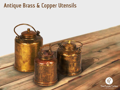 copper and brass vessels purple turtles