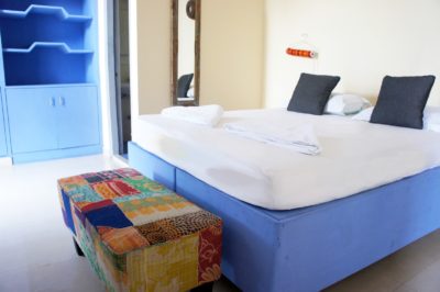 Blue bed, patchwork, chest, Bed and Chai Guesthouse