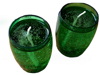 up-cycled Perrier bottle candleholder