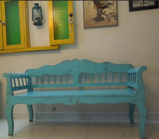 Blue distressed bench from Bohemian Soul Art