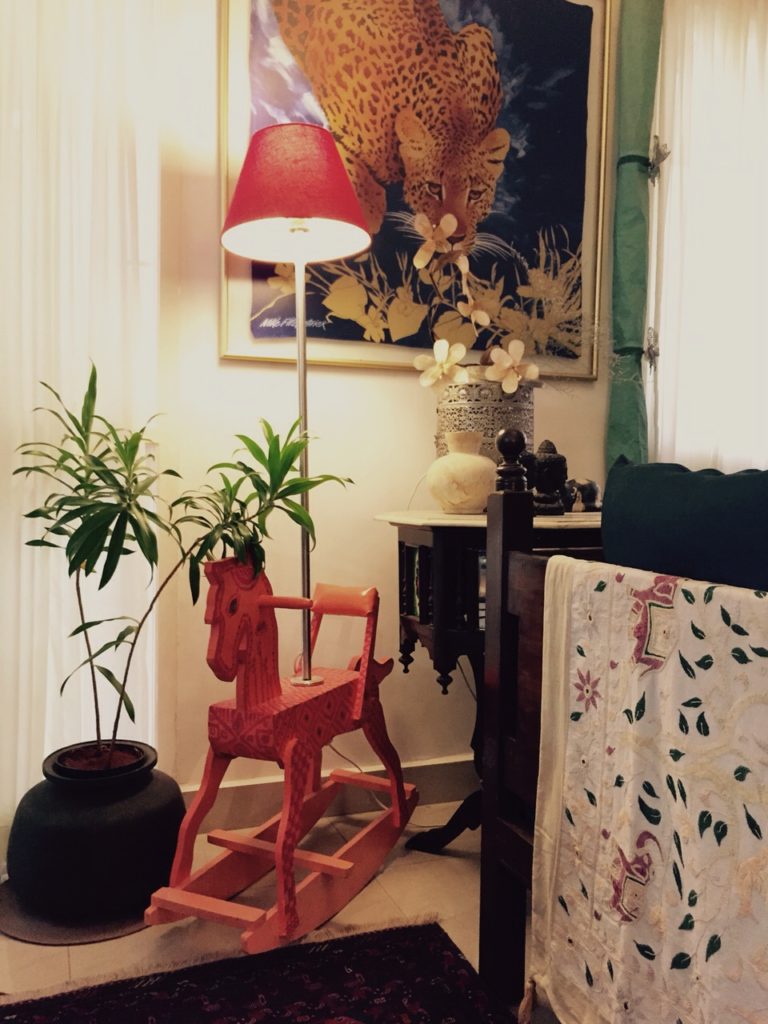 A channapatna rocking horse re-purposed as light decor | Sujatha and Bharath's Apartment decor - Home tour