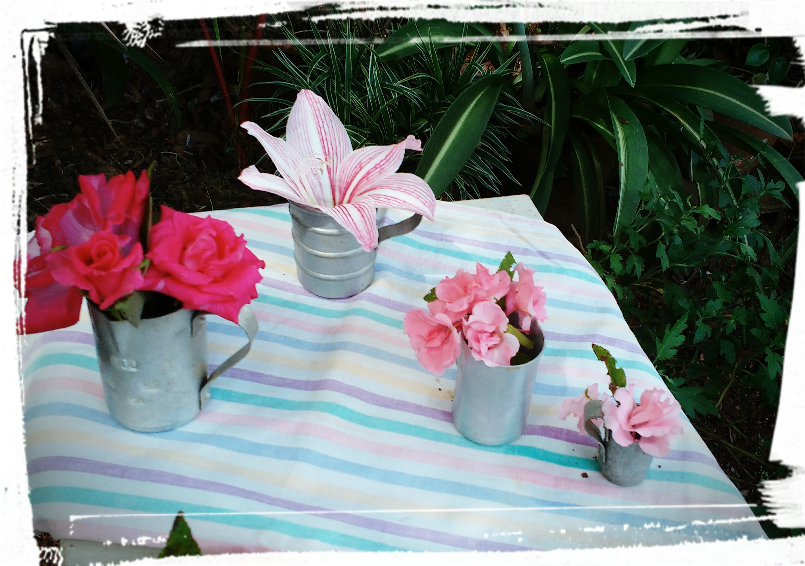 flowers on vase cup