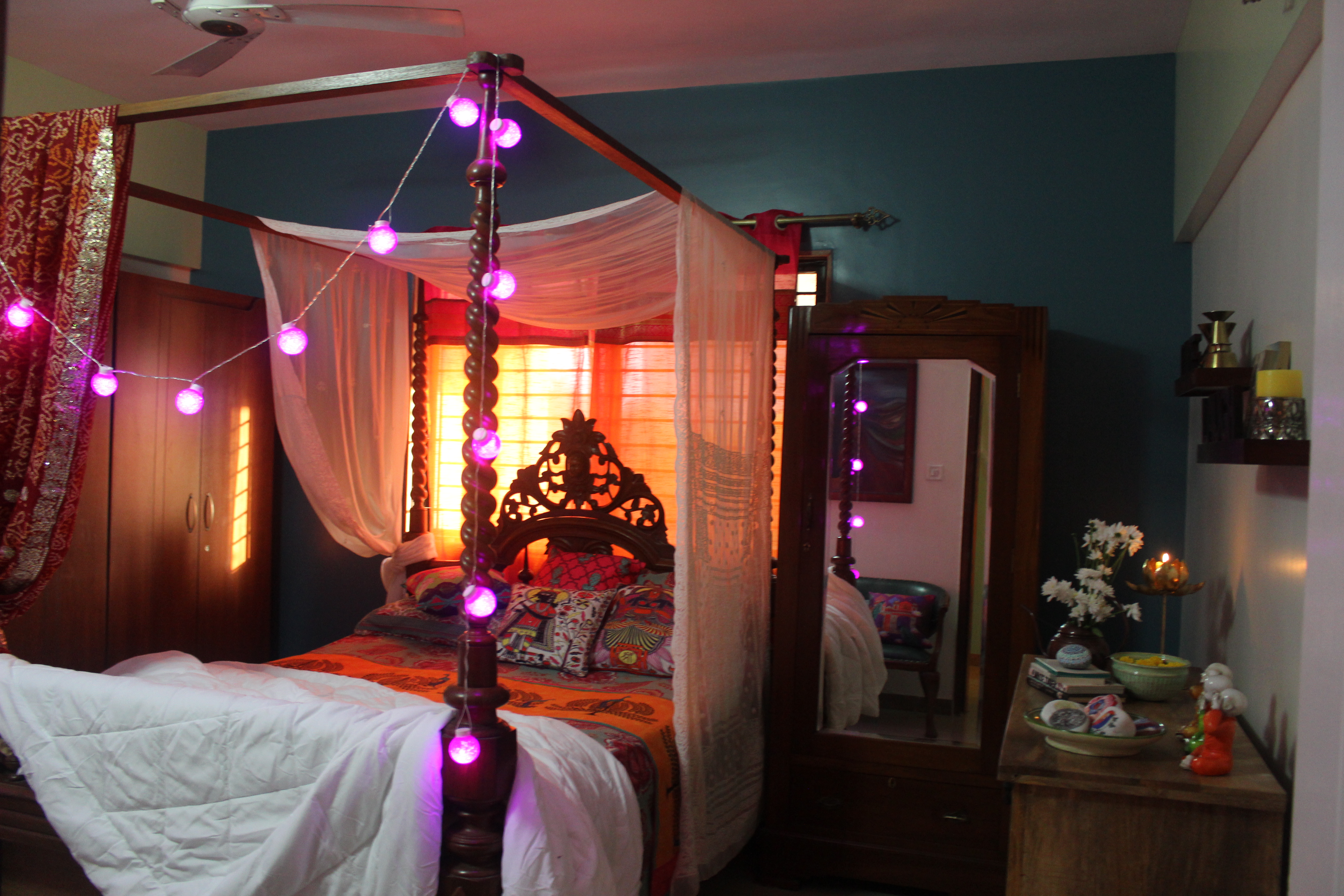 Colorful bedroom | Color and dramatic at Bembem's Pune Home