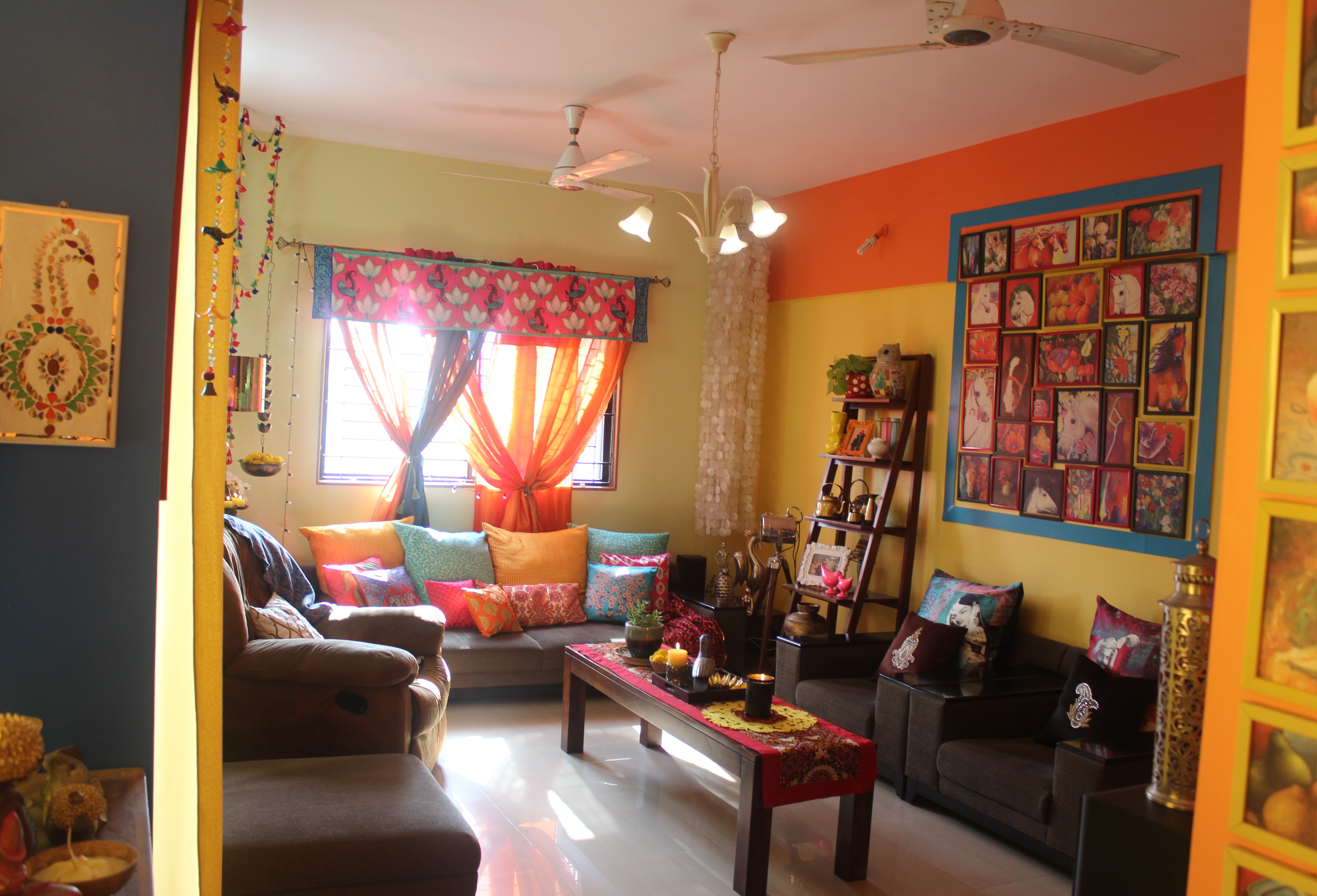 Colorful living room decor | Color and dramatic at Bembem's Pune Home