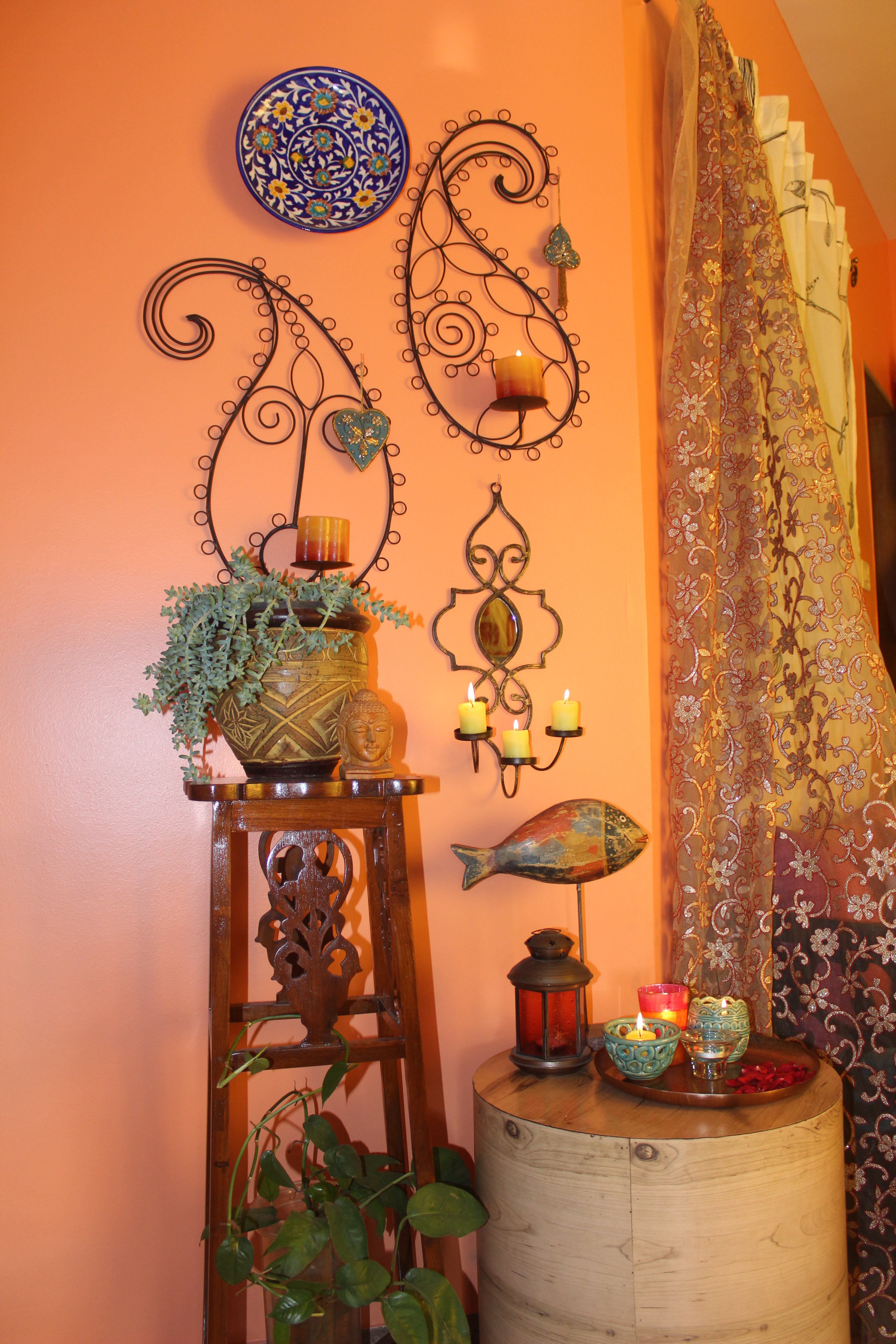 Candle holder metal for wall hanging | Color and dramatic at Bembem's Pune Home