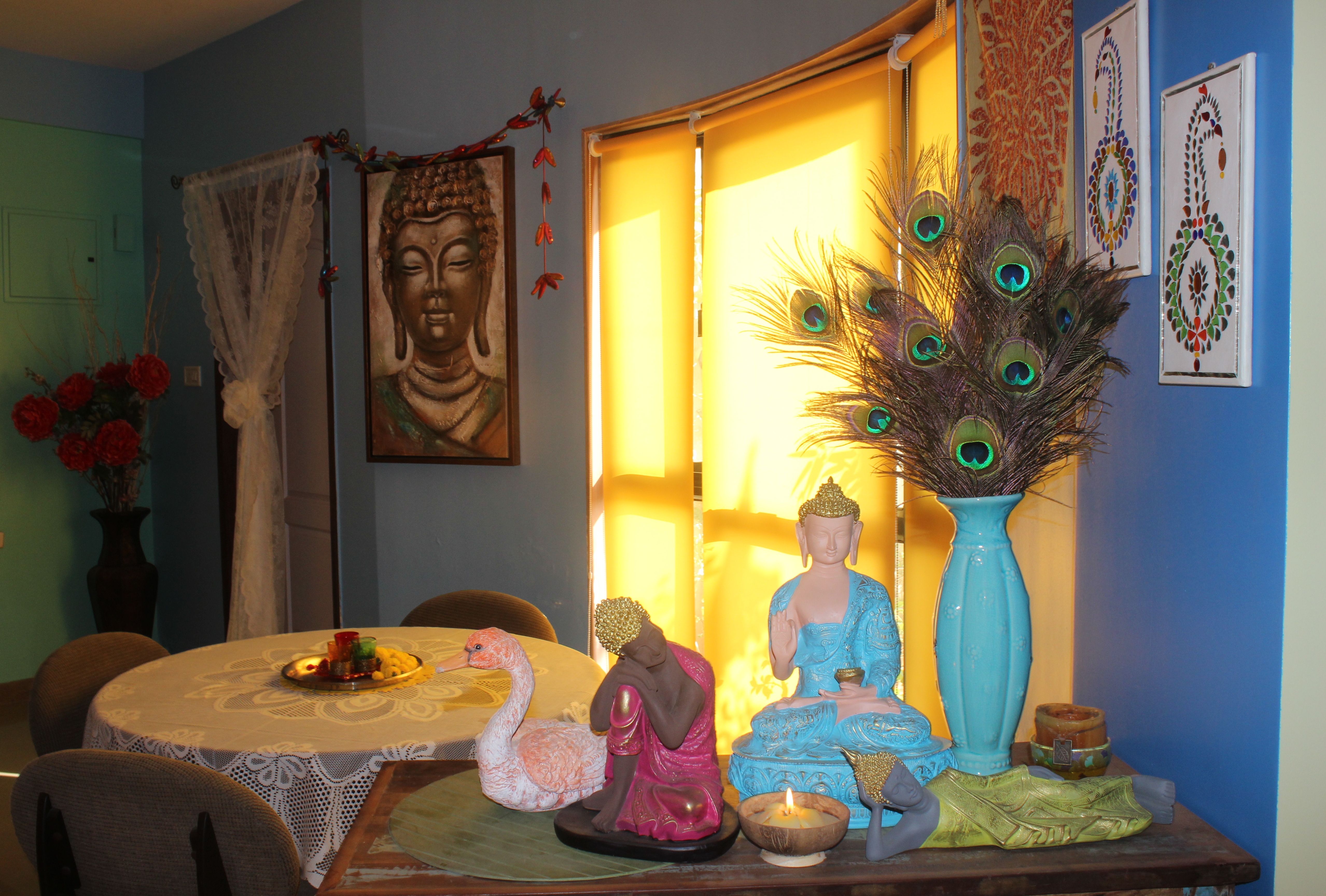 buddha sculpture for home decor | Color and dramatic at Bembem's Pune Home