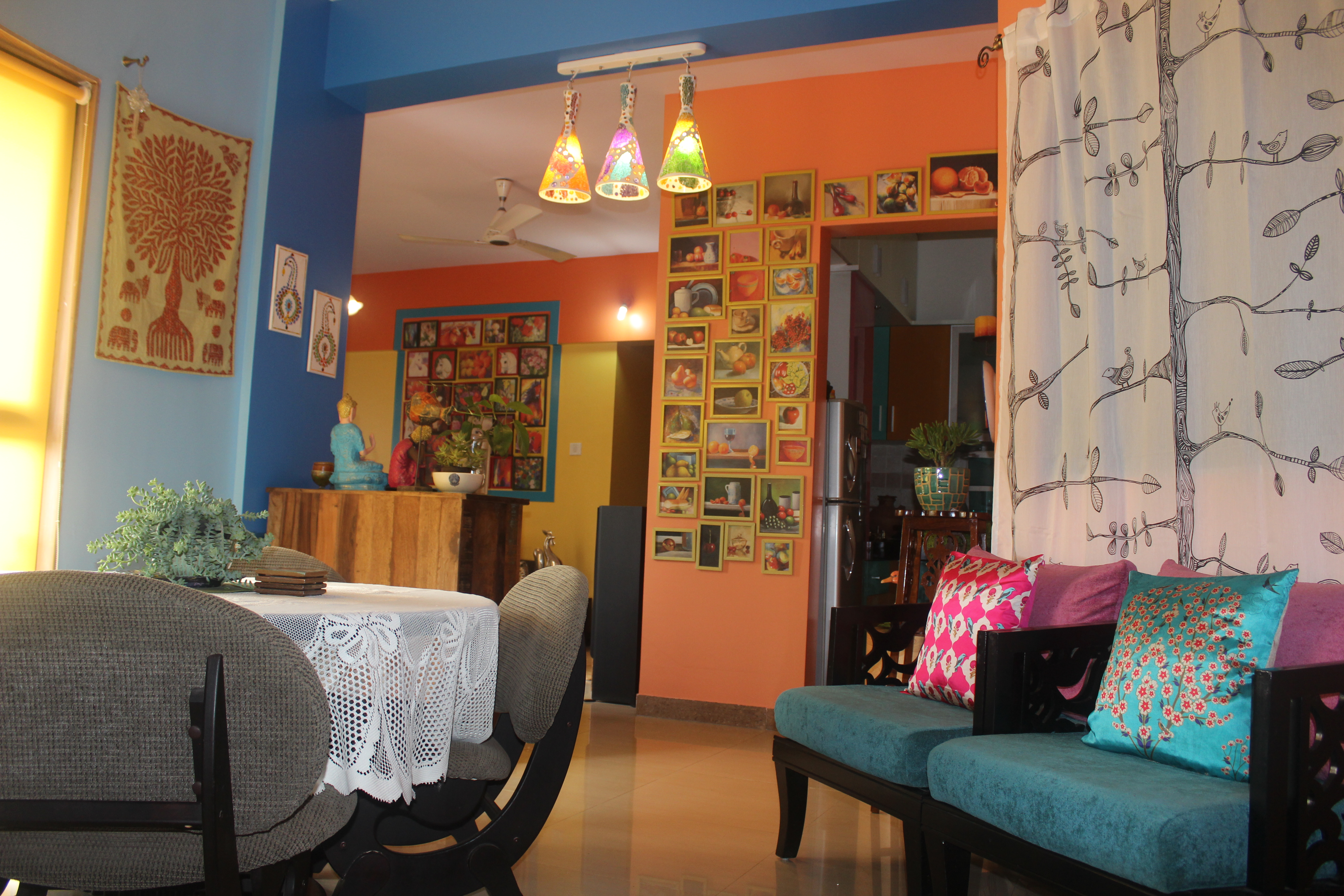 Colorful dining room | Color and dramatic at Bembem's Pune Home