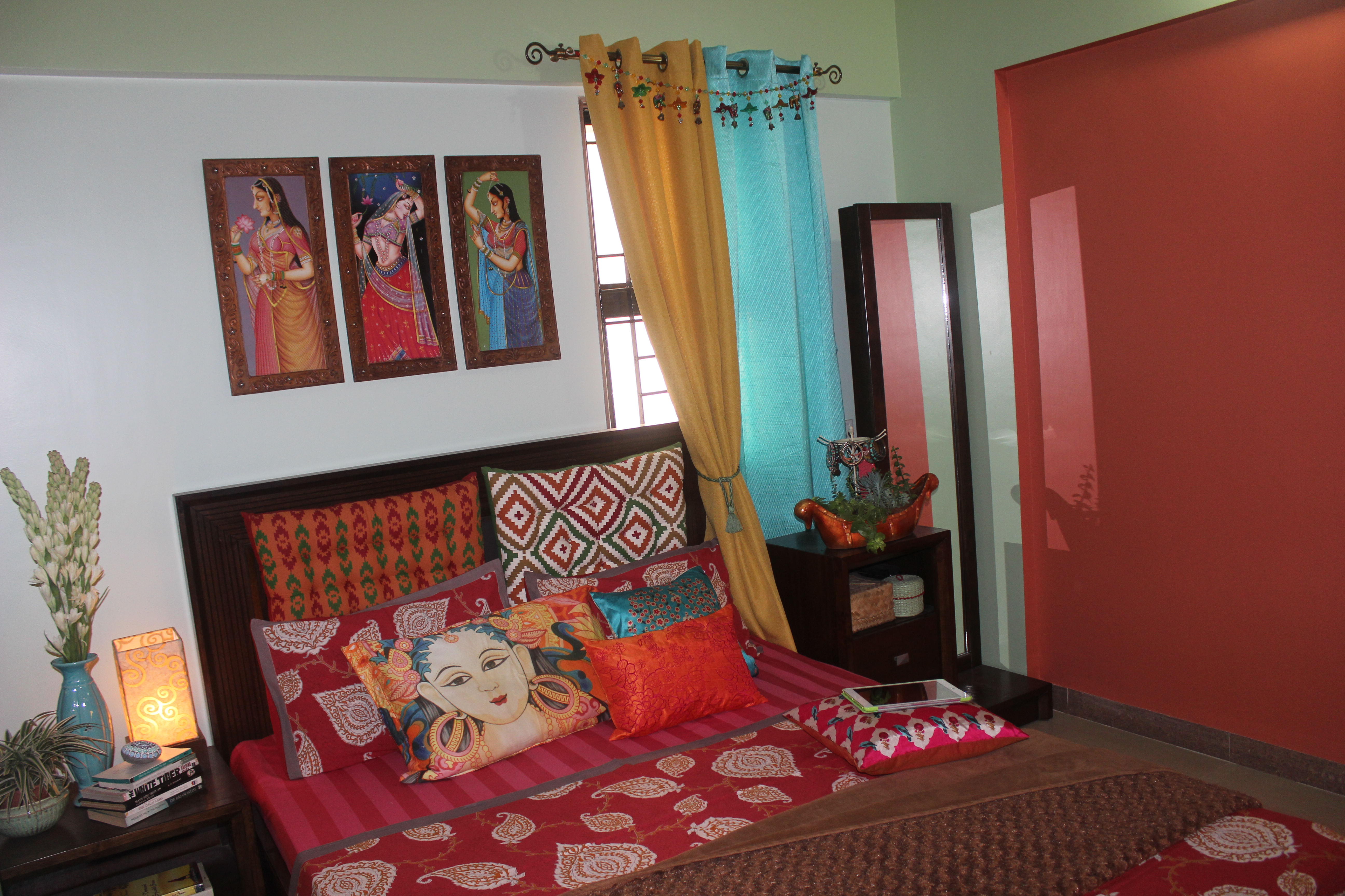 Colorful bedroom | Color and dramatic at Bembem's Pune Home 