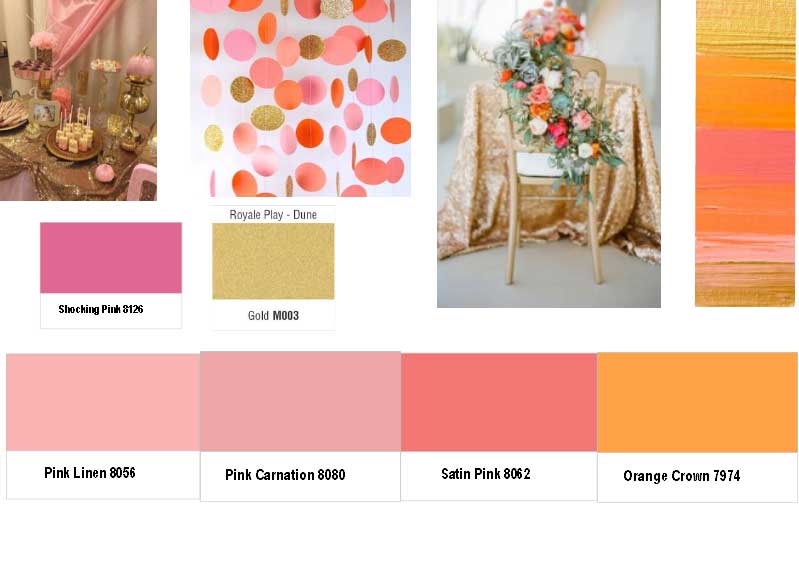 Blush Pinks, Shy Orange and Gold