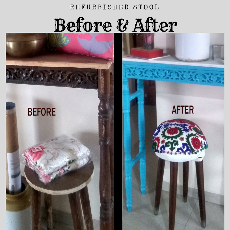 refurbished stool - before and after