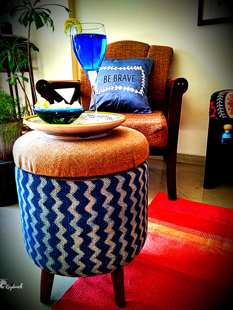 Upholstered ottomans and other furniture in gorgeous Indian fabrics: Sihasn