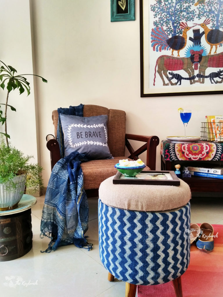 Upholstered ottomans and other furniture in gorgeous Indian fabrics: Sihasn
