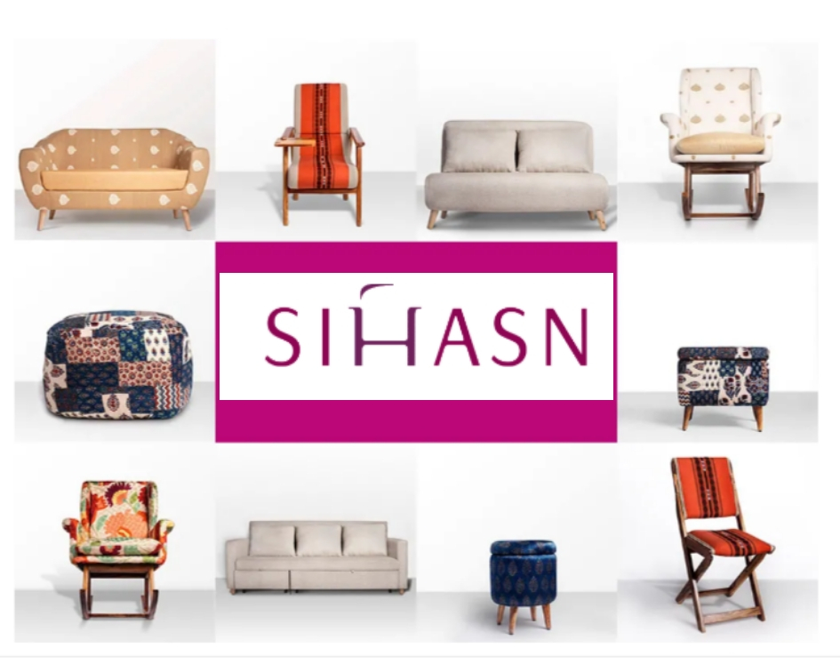 Sihasn: Minimalist functional furniture upholstered in dramatic Indian fabrics!