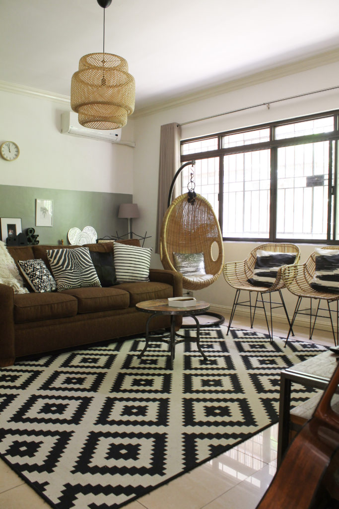 Home Tour with Kaho of Chuzai Living - The family room wjth rattan swing, rattan chairs and rattan chandelier