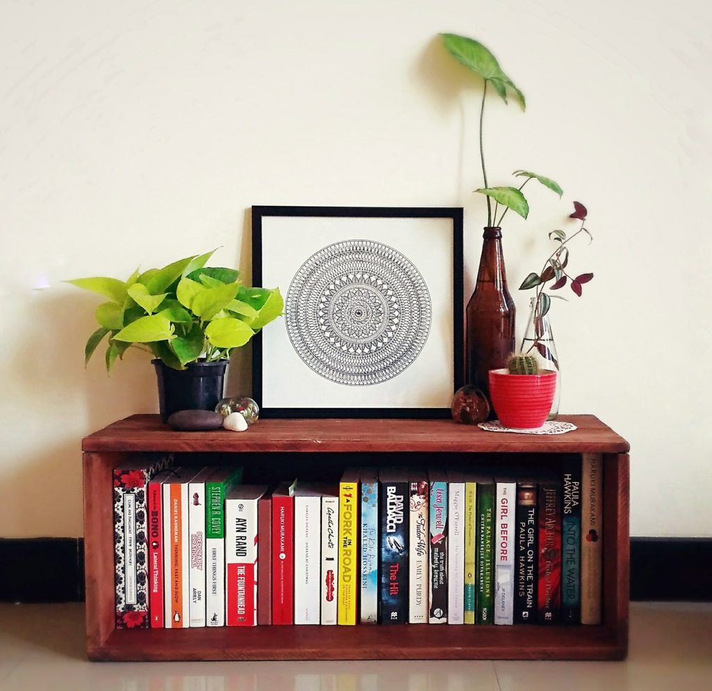 Jayati and Manali share their home tour as the science home décor - the study corner decorated with books, green plants and mandala frame