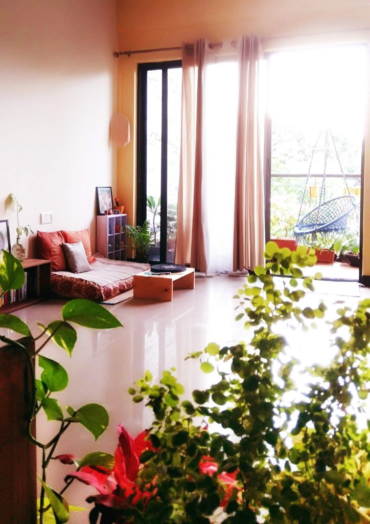 Jayati and Manali share their home tour as the science home  décor - the apartment living area with a balcony