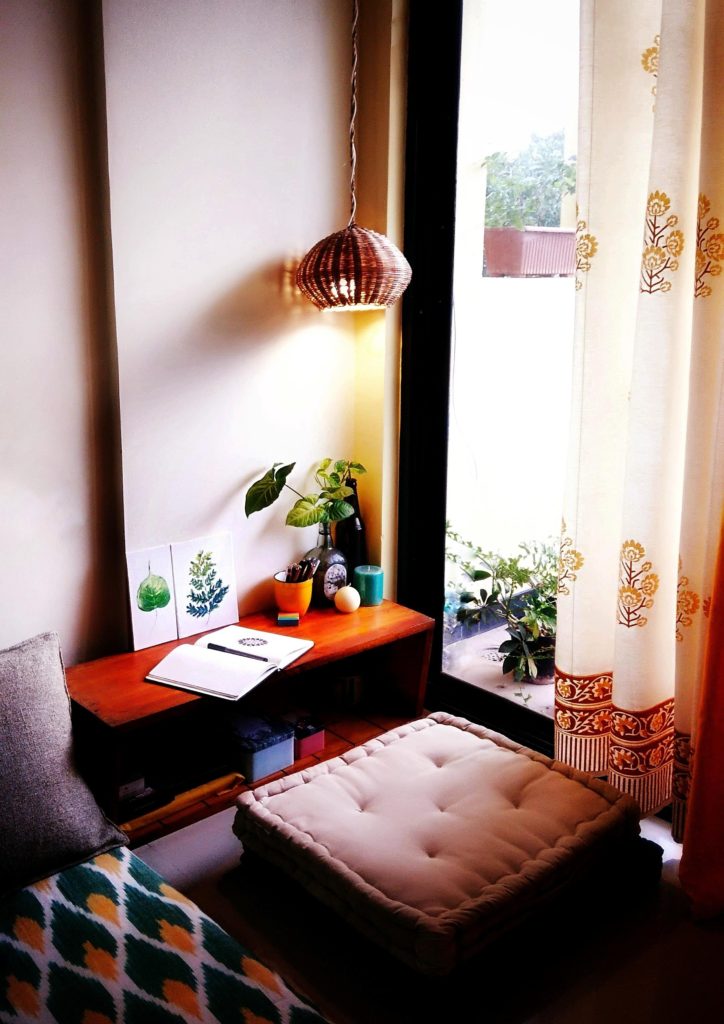 Jayati and Manali share their home tour as the science home décor - the calm and relaxing living area corner