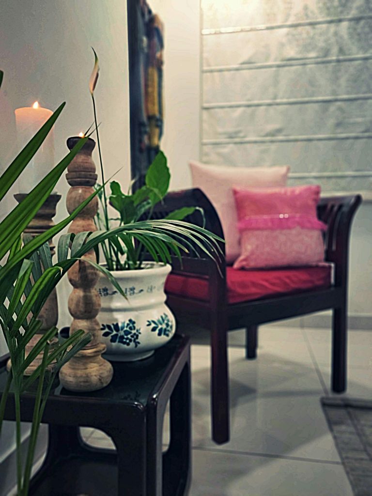 Home style Tour with Rajni in Hyderabad: the beautiful collection of green plants and candle stands