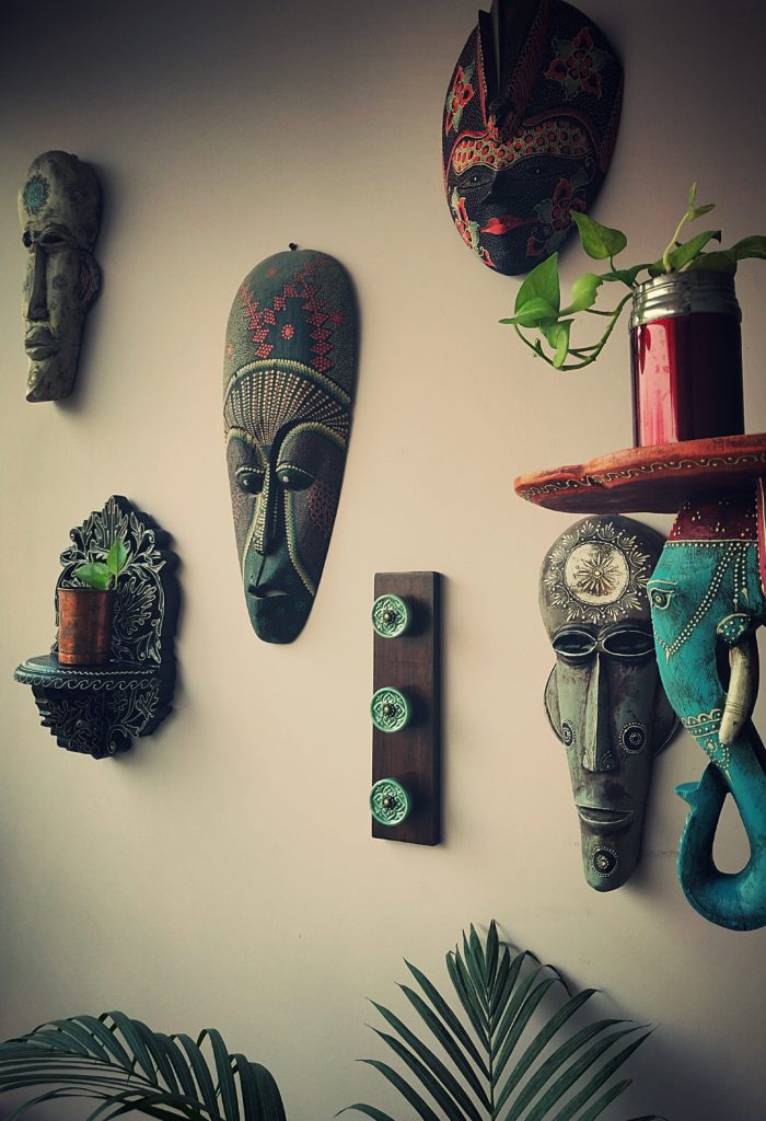 Home style Tour with Rajni in Hyderabad: The masks are from Bali and Jodhpur