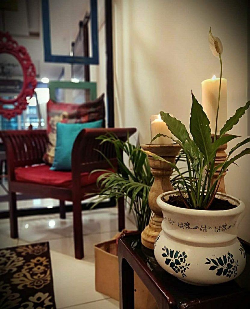 Home style Tour with Rajni in Hyderabad: the beautiful collection of green plants and candle stands